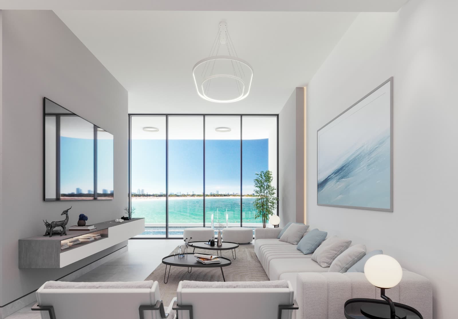 Luxury lobby interior with seating area